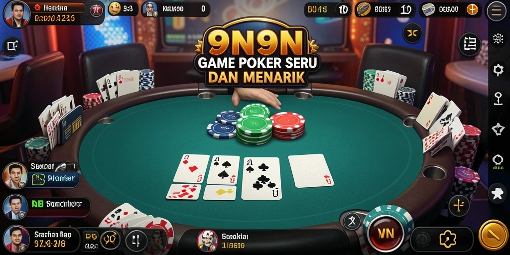 Screenshot gameplay 9N9N menampilkan suasana poker yang seru dan interaktif.