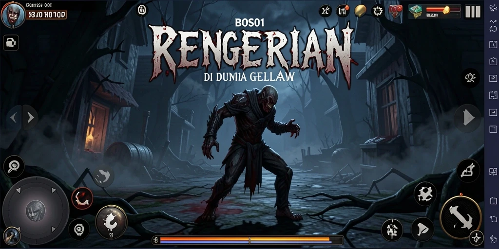 Screenshot menampilkan gameplay menyeramkan dengan suasana gelap dan penuh ketegangan.