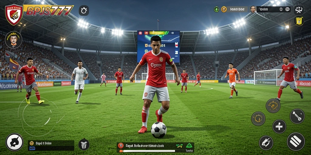 Tangkapan layar gameplay menarik dari BPJS777 menunjukkan aksi sepak bola yang mendebarkan.