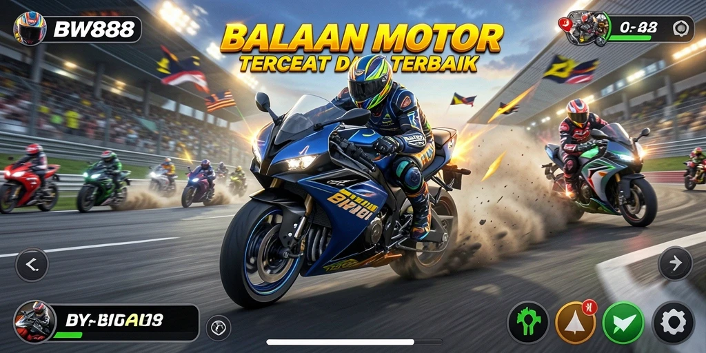 Gameplay BW888 yang penuh aksi dengan balapan motor yang mendebarkan.