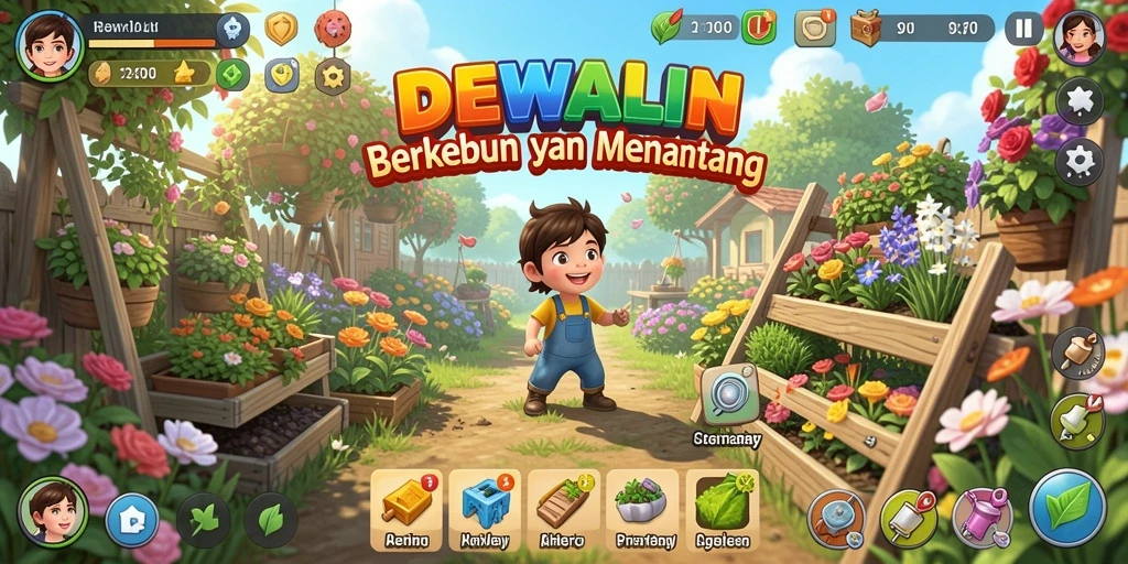 Tampilan gameplay DEWALIN yang penuh warna dan interaktif.
