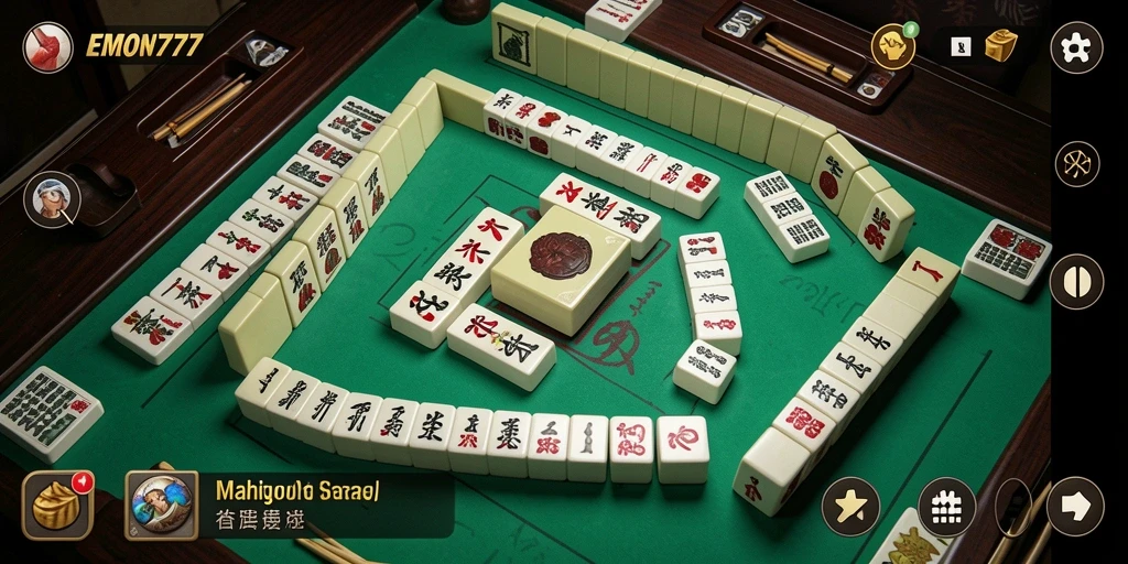 Tampilan gameplay Mahjong yang menarik dalam EMON777.