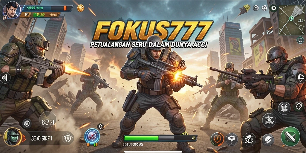 Tampilan seru dalam gameplay FOKUS777 saat bertarung melawan musuh.