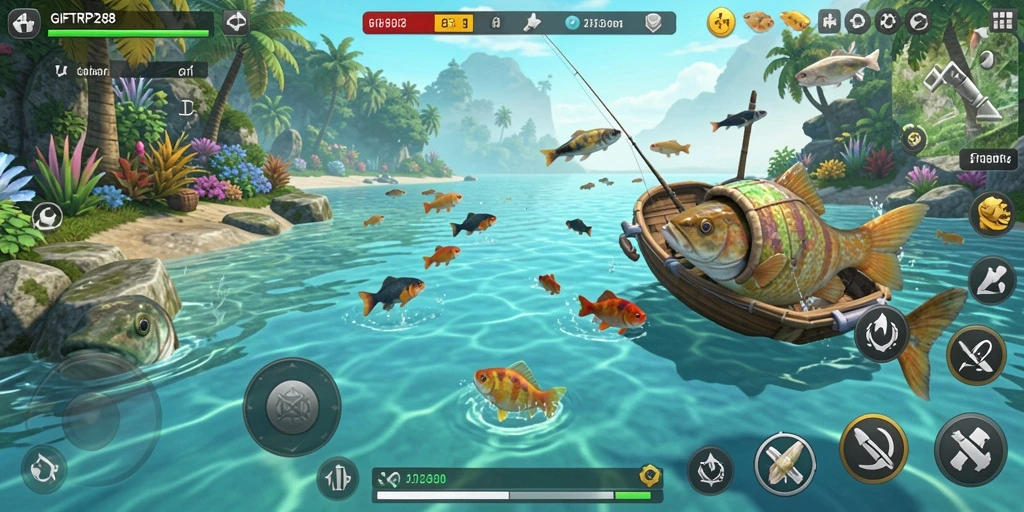 Tampilan gameplay GIFTRP288 dengan aksi memancing yang mendebarkan.