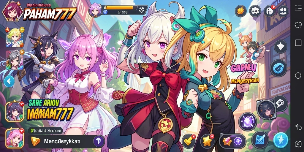 Screenshot gameplay PAHAM777 yang menampilkan pertarungan karakter anime.