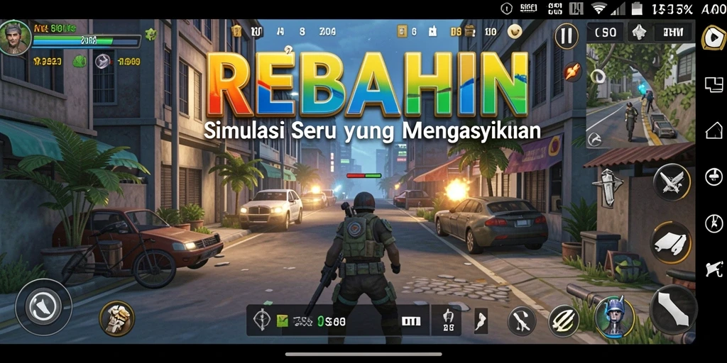 Tampilan gameplay menarik dari REBAHIN yang penuh warna.