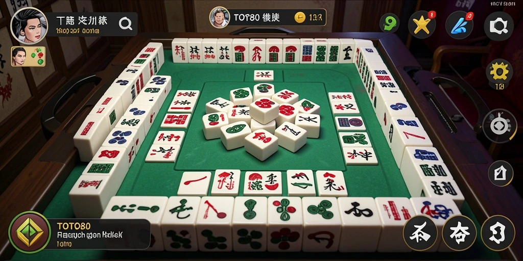 Screenshot gameplay TOTO80 menampilkan suasana permainan Mahjong yang menegangkan.