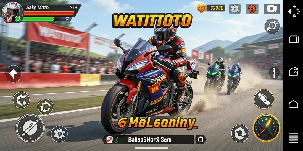 Tampilan gameplay seru dari balapan motor di WATITOTO.