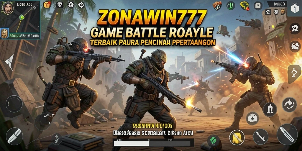 Screenshot ZONAWIN777 menampilkan pertarungan seru di arena Battle Royale.